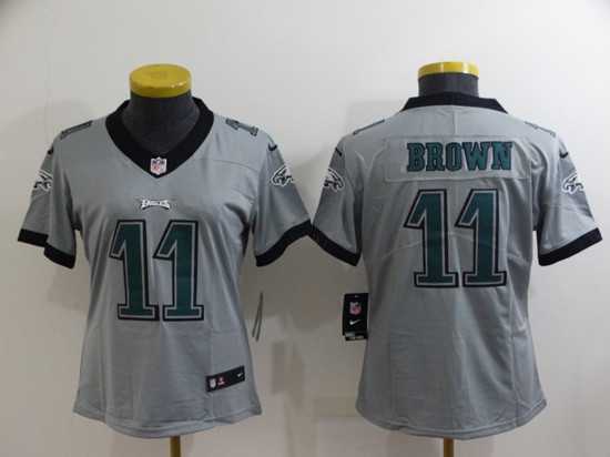 Womens Philadelphia Eagles #11 A. J. Brown Grey Vapor Untouchable Limited Stitched Football Jersey